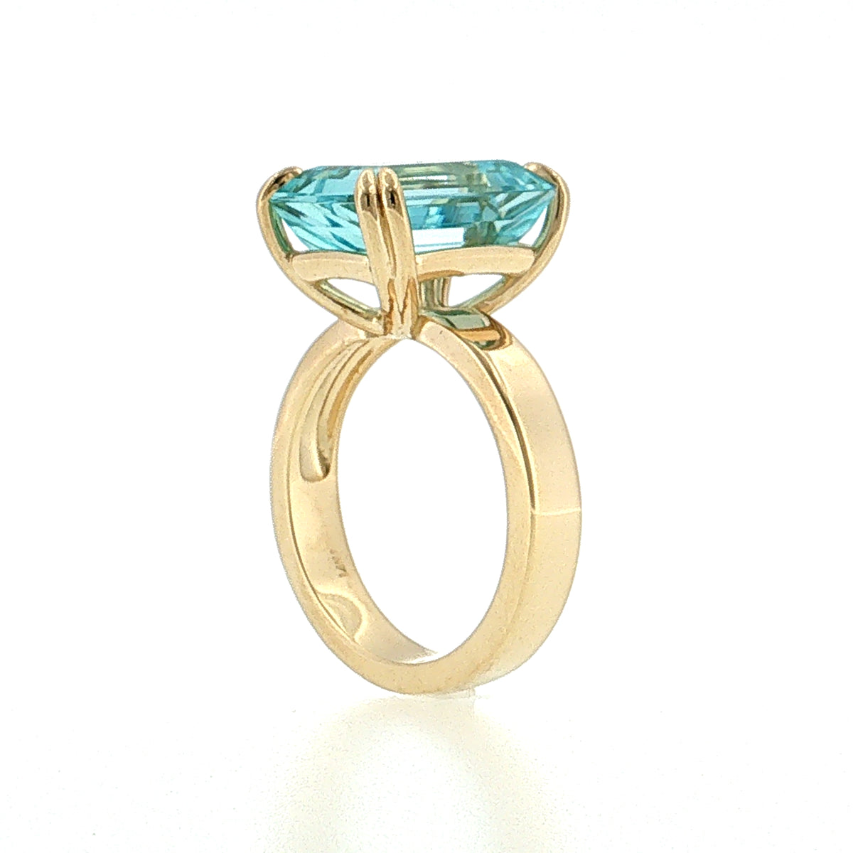 6.41 Emerald Cut Aquamarine Cocktail Ring 14k