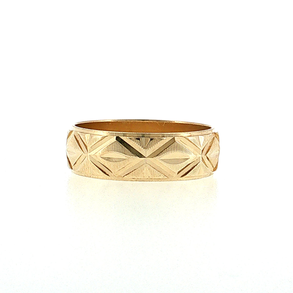 Vintage Mid-Century Men's Engraved Wedding Band 14k