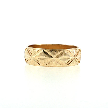Vintage Mid-Century Men's Engraved Wedding Band 14k