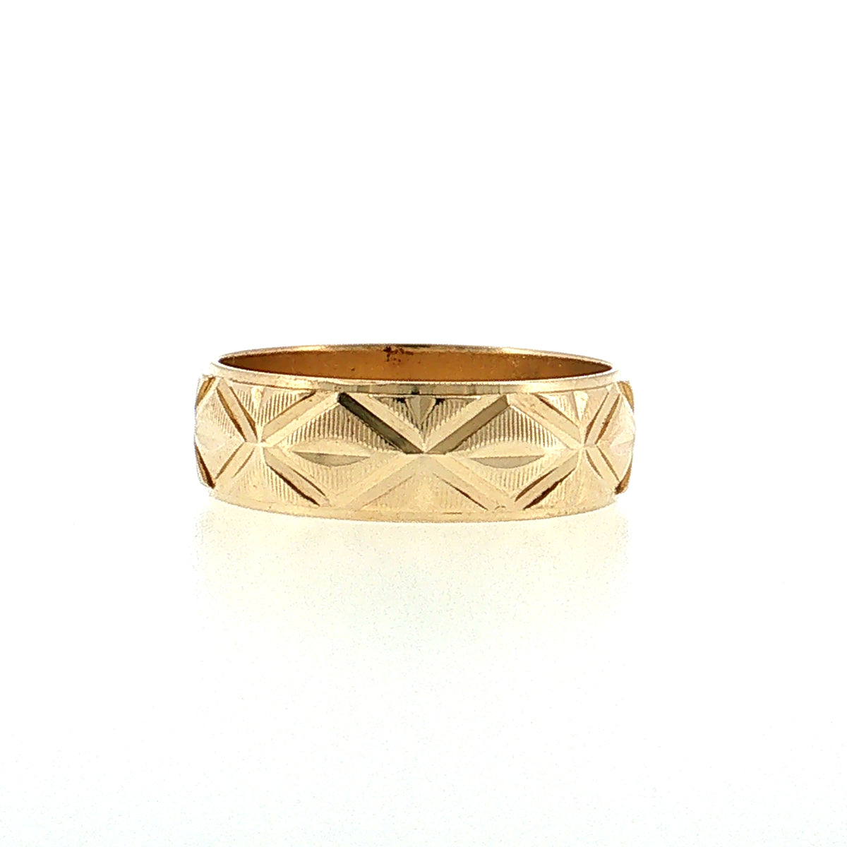 Vintage Mid-Century Men's Engraved Wedding Band 14k