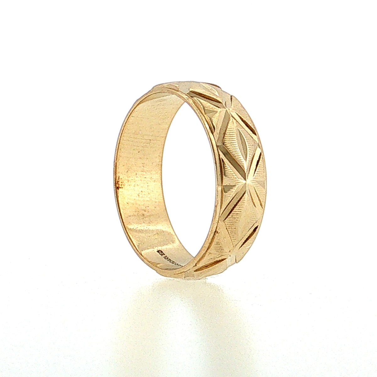 Vintage Mid-Century Men's Engraved Wedding Band 14k
