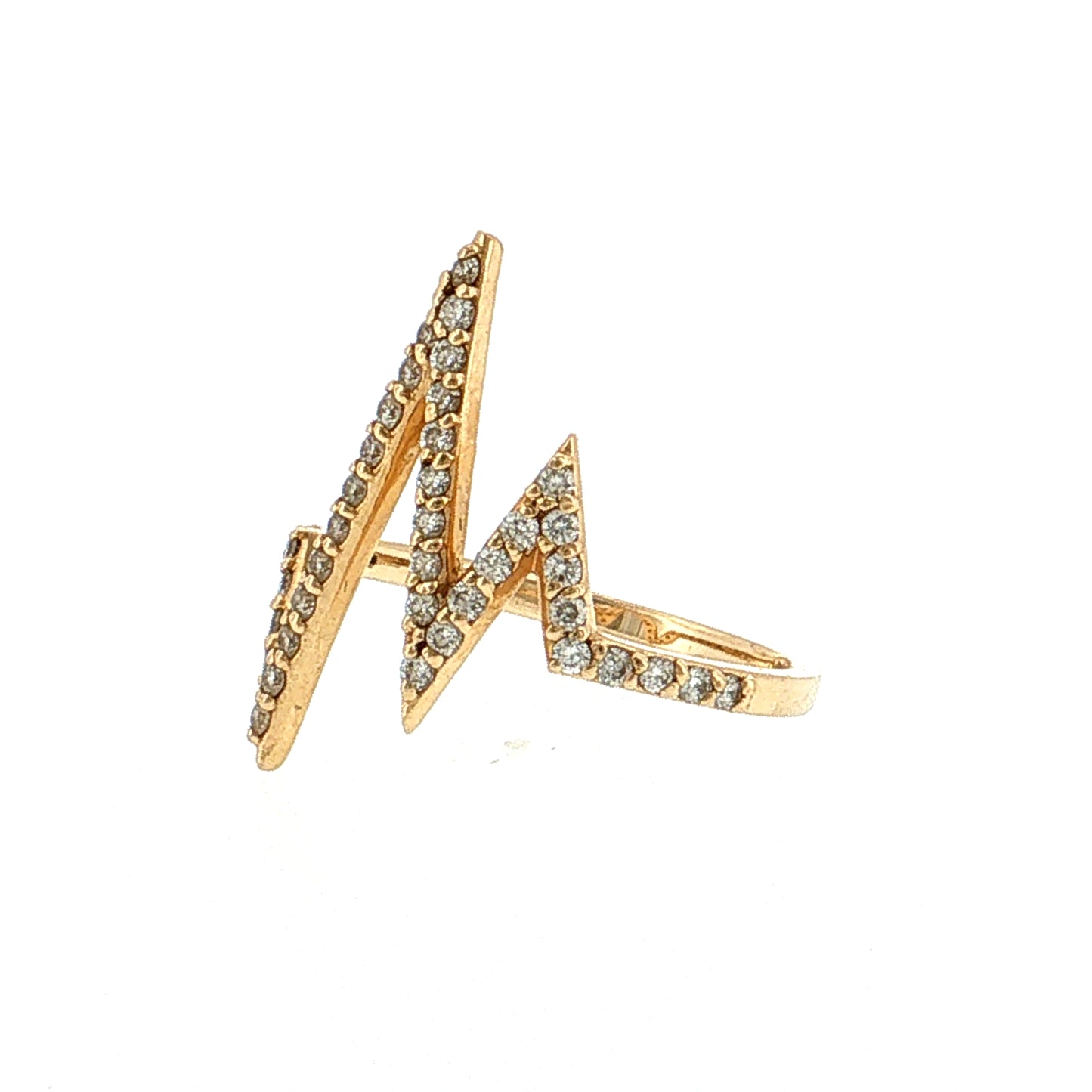 Diamond Pave Heartbeat Cocktail Ring 14k Yellow Gold