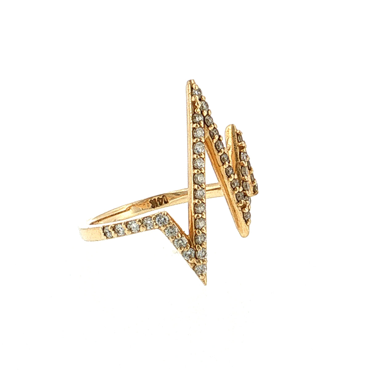 Diamond Pave Heartbeat Cocktail Ring 14k Yellow Gold