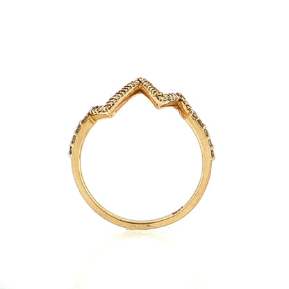 Diamond Pave Heartbeat Cocktail Ring 14k Yellow Gold
