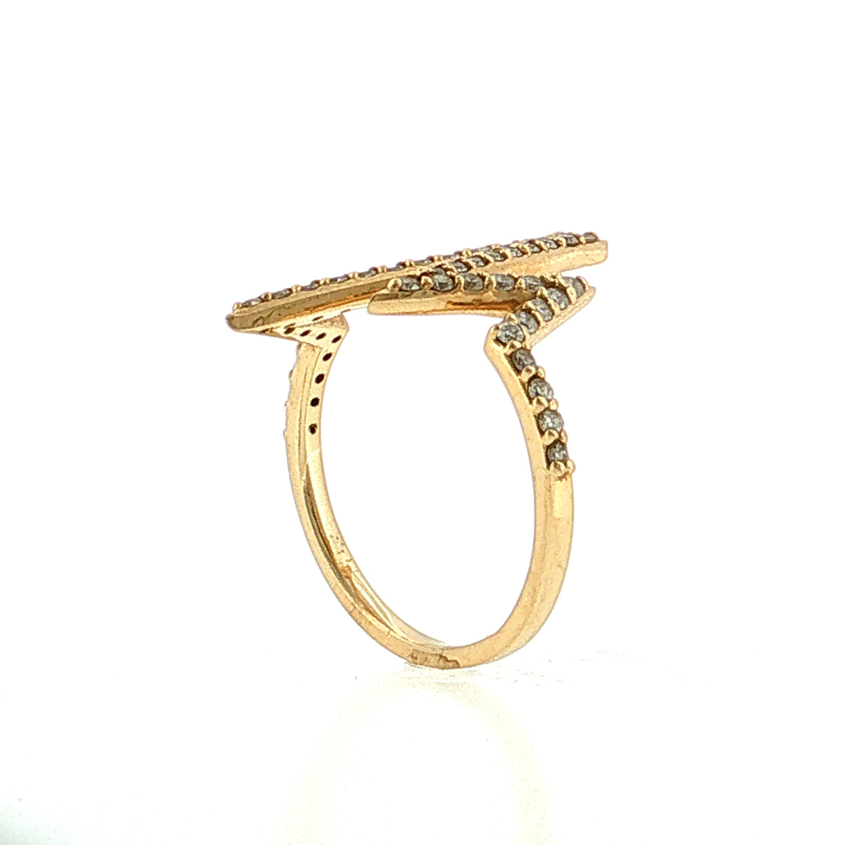 Diamond Pave Heartbeat Cocktail Ring 14k Yellow Gold