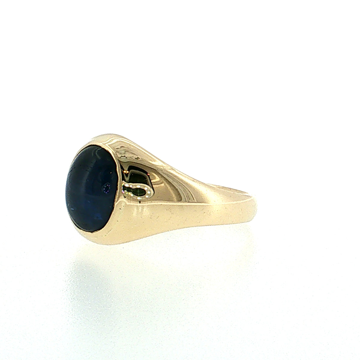3.10 Blue Sapphire Cabochon Men's Ring 14k