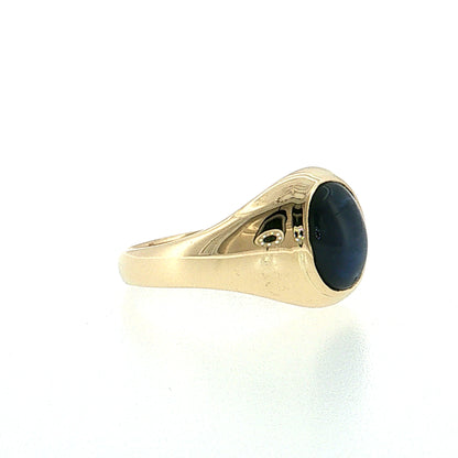 3.10 Blue Sapphire Cabochon Men's Ring 14k