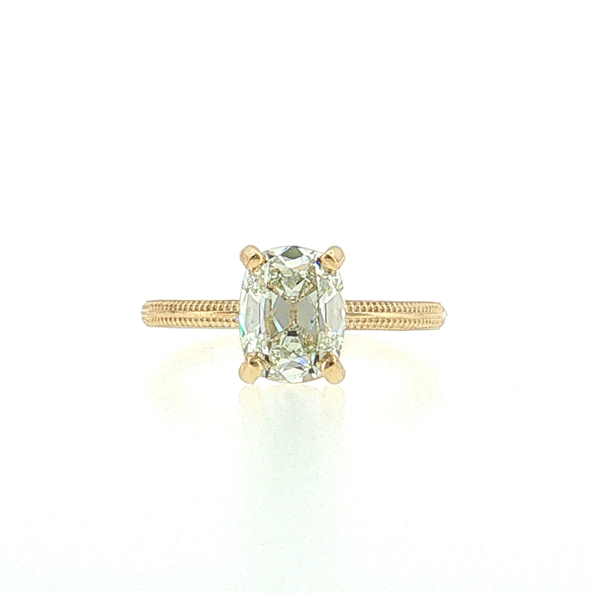 2.03 Old Mine Cushion Diamond Solitaire Ring 14k