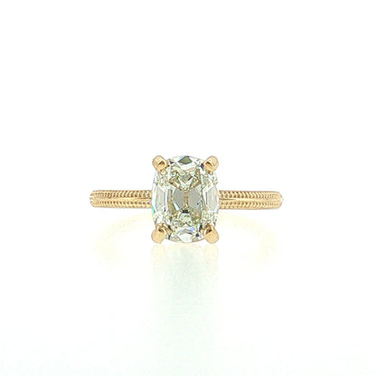 2.03 Old Mine Cushion Diamond Solitaire Ring 14k