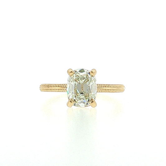 2.03 Old Mine Cushion Diamond Solitaire Ring 14k