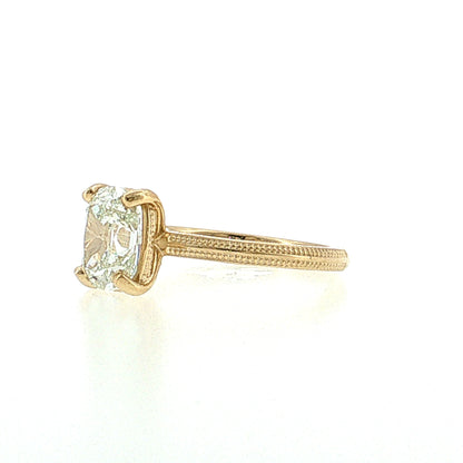 2.03 Elongated Old Mine Cushion Diamond Solitaire Ring 14k