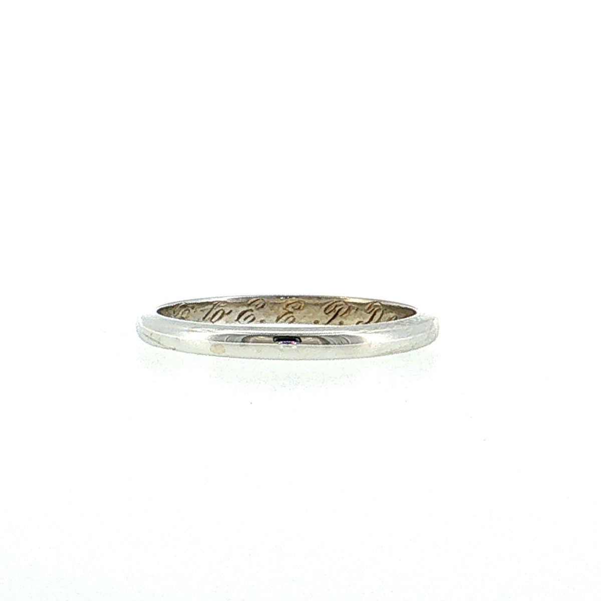 Antique Art Deco Engraved Wedding Band 14k White Gold