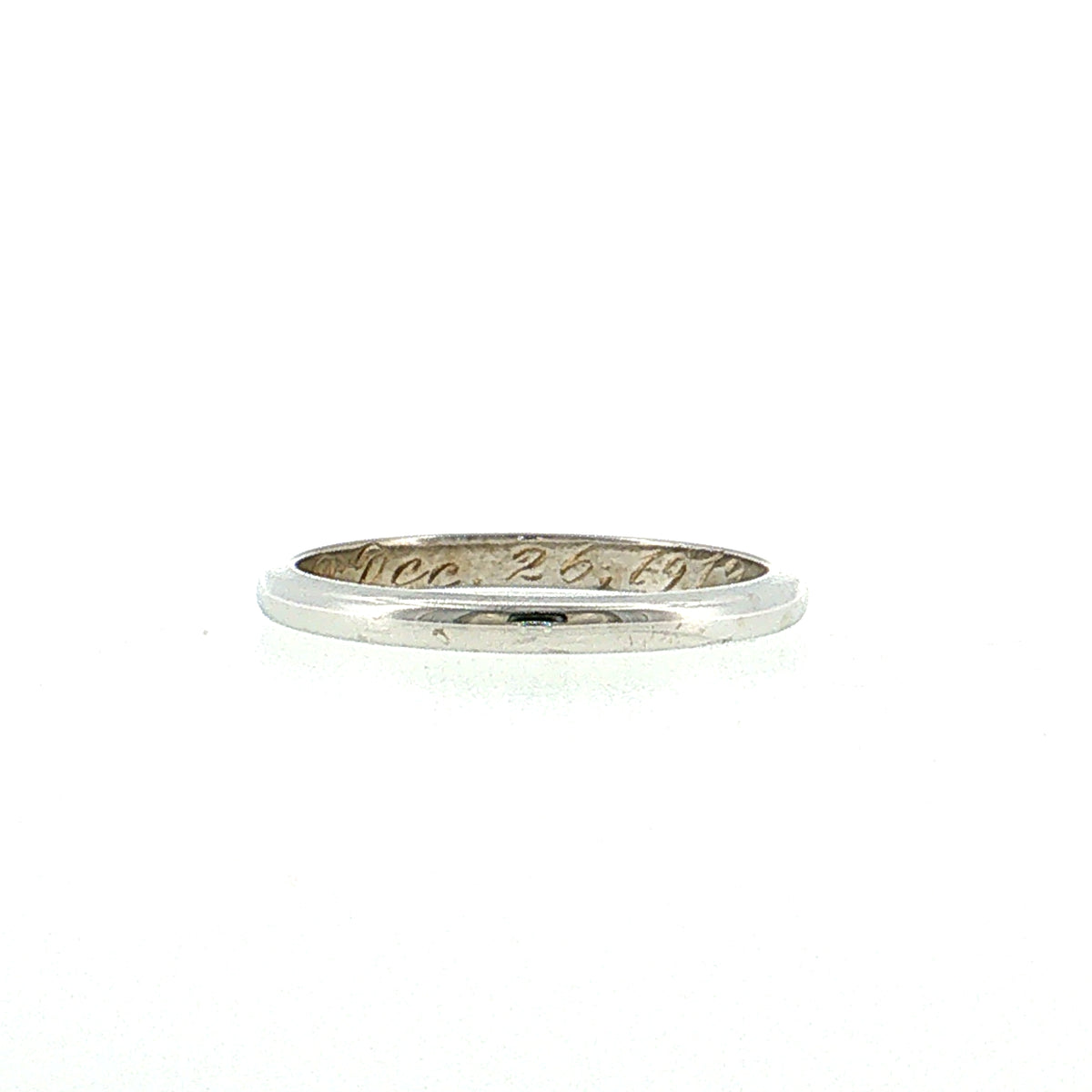 Antique Art Deco Engraved Wedding Band 14k White Gold