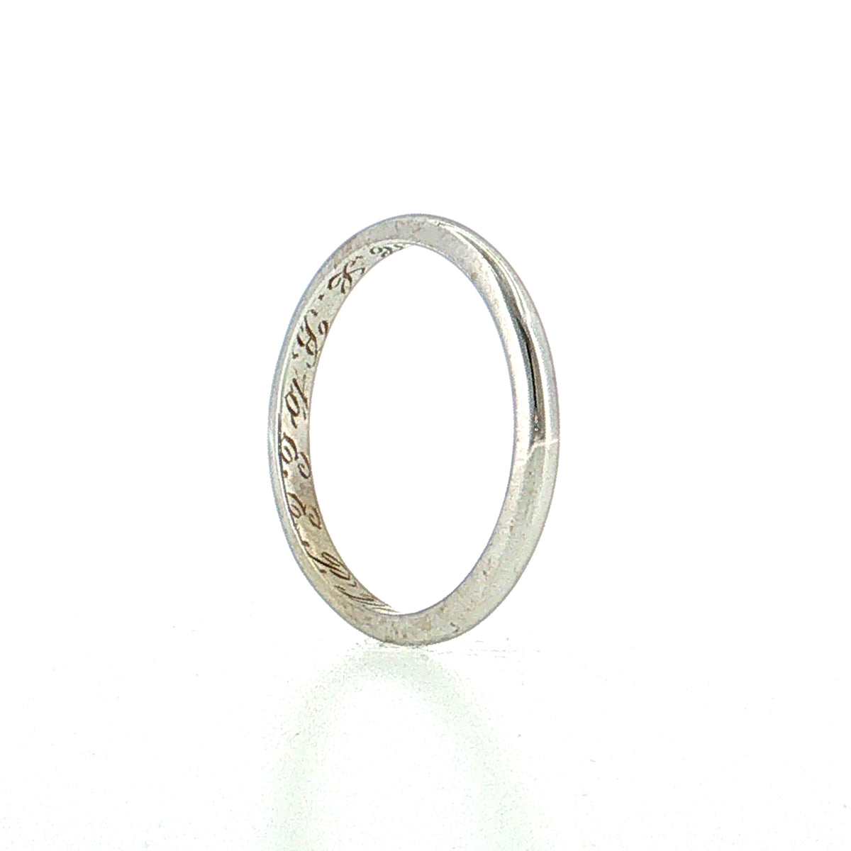 Antique Art Deco Engraved Wedding Band 14k White Gold