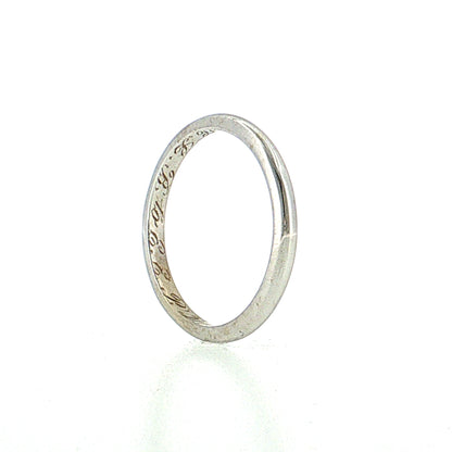 Antique Art Deco Engraved Wedding Band 14k White Gold