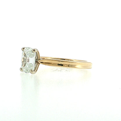 1.50 GIA Elongated Cushion Diamond Engagement Ring 14k