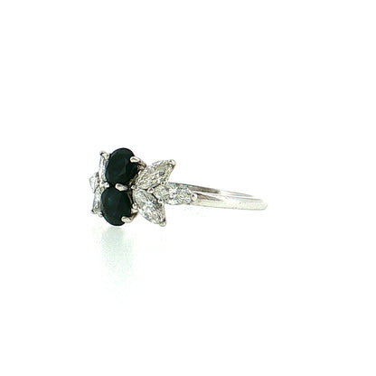 1.00 Sapphire & Diamond Cluster Engagement Ring Platinum