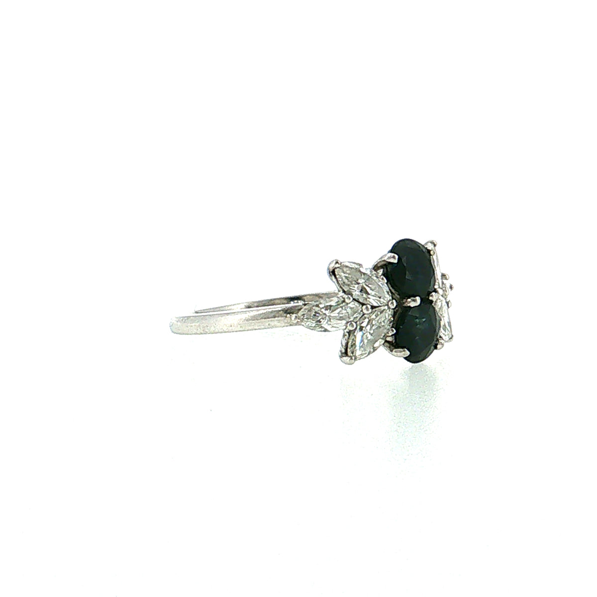 1.00 Sapphire & Diamond Cluster Engagement Ring Platinum