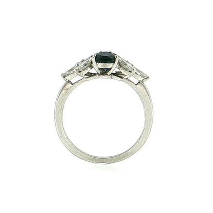 1.00 Sapphire & Diamond Cluster Engagement Ring Platinum