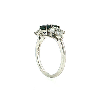 1.00 Sapphire & Diamond Cluster Engagement Ring Platinum