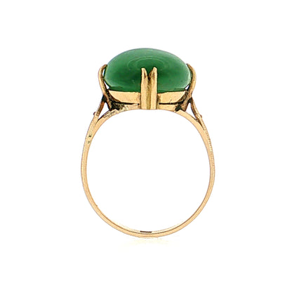 9.59 Antique Victorian Jadeite Cabochon Cocktail Ring 18k Rose Gold