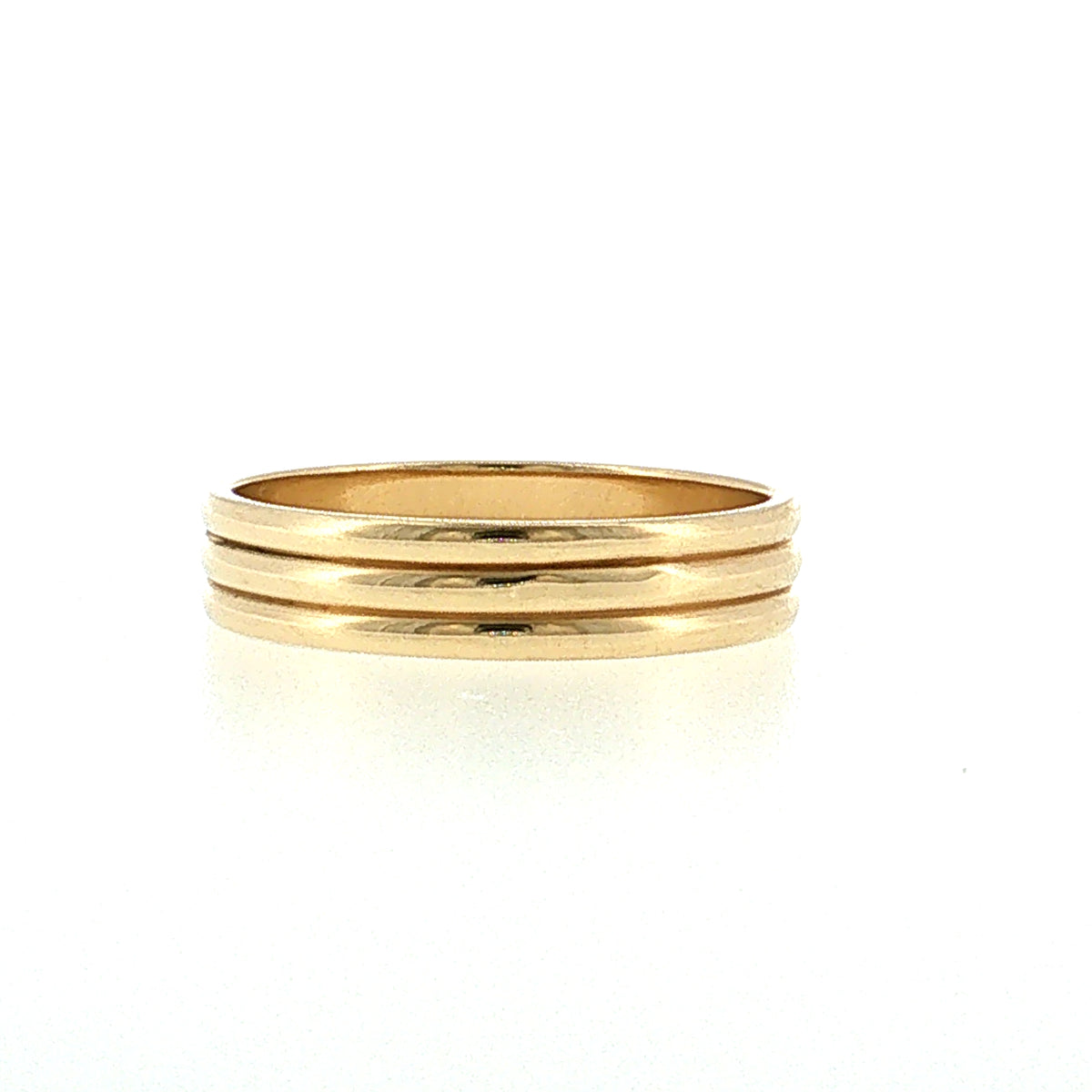 Men's Triple Ridge Wedding Band 14k Yellow Gold