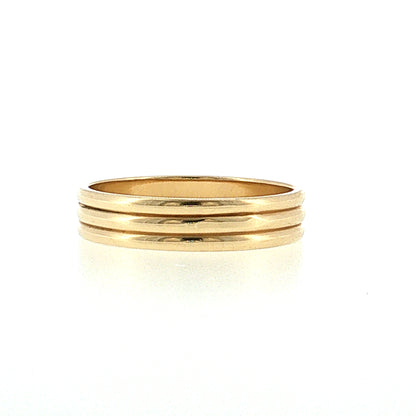Men's Triple Ridge Wedding Band 14k Yellow Gold