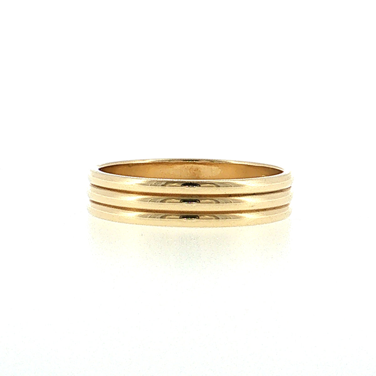 Men's Triple Ridge Wedding Band 14k Yellow Gold