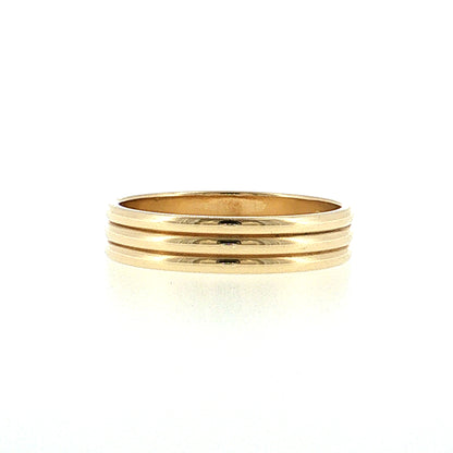 Men's Triple Ridge Wedding Band 14k Yellow Gold