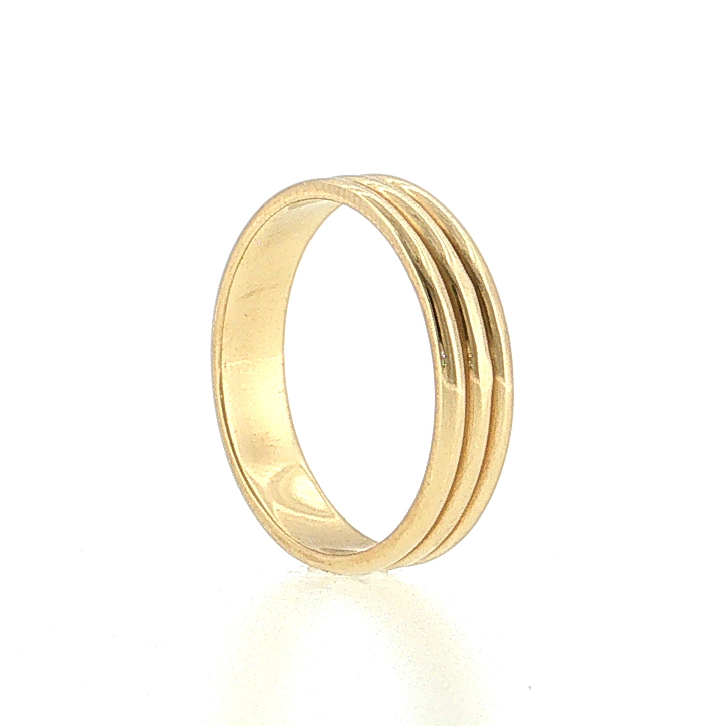 Men's Triple Ridge Wedding Band 14k Yellow Gold