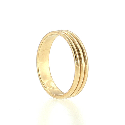 Men's Triple Ridge Wedding Band 14k Yellow Gold