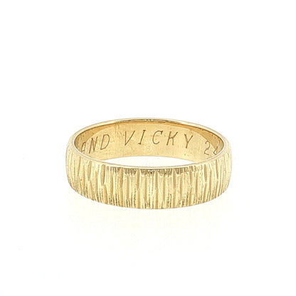 5mm Engraved Wedding Band 14k Yellow Gold