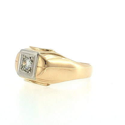 .38 Retro Men's Diamond Ring Two-Tone 14k Gold
