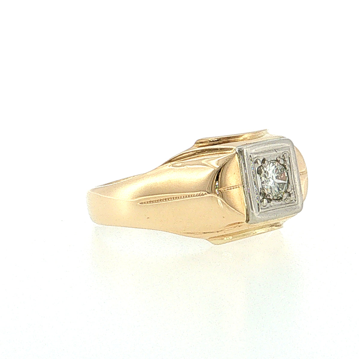 .38 Retro Men's Diamond Ring Two-Tone 14k Gold