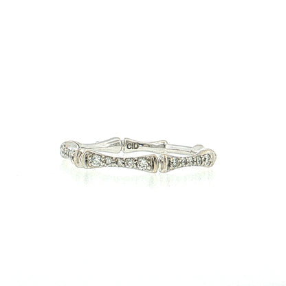 .14 Diamond Bamboo Pave Stacking Ring 14k White Gold
