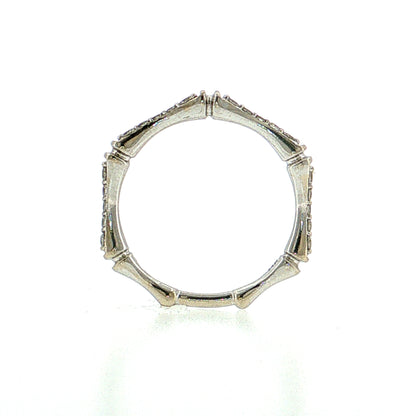 .14 Diamond Bamboo Pave Stacking Ring 14k White Gold
