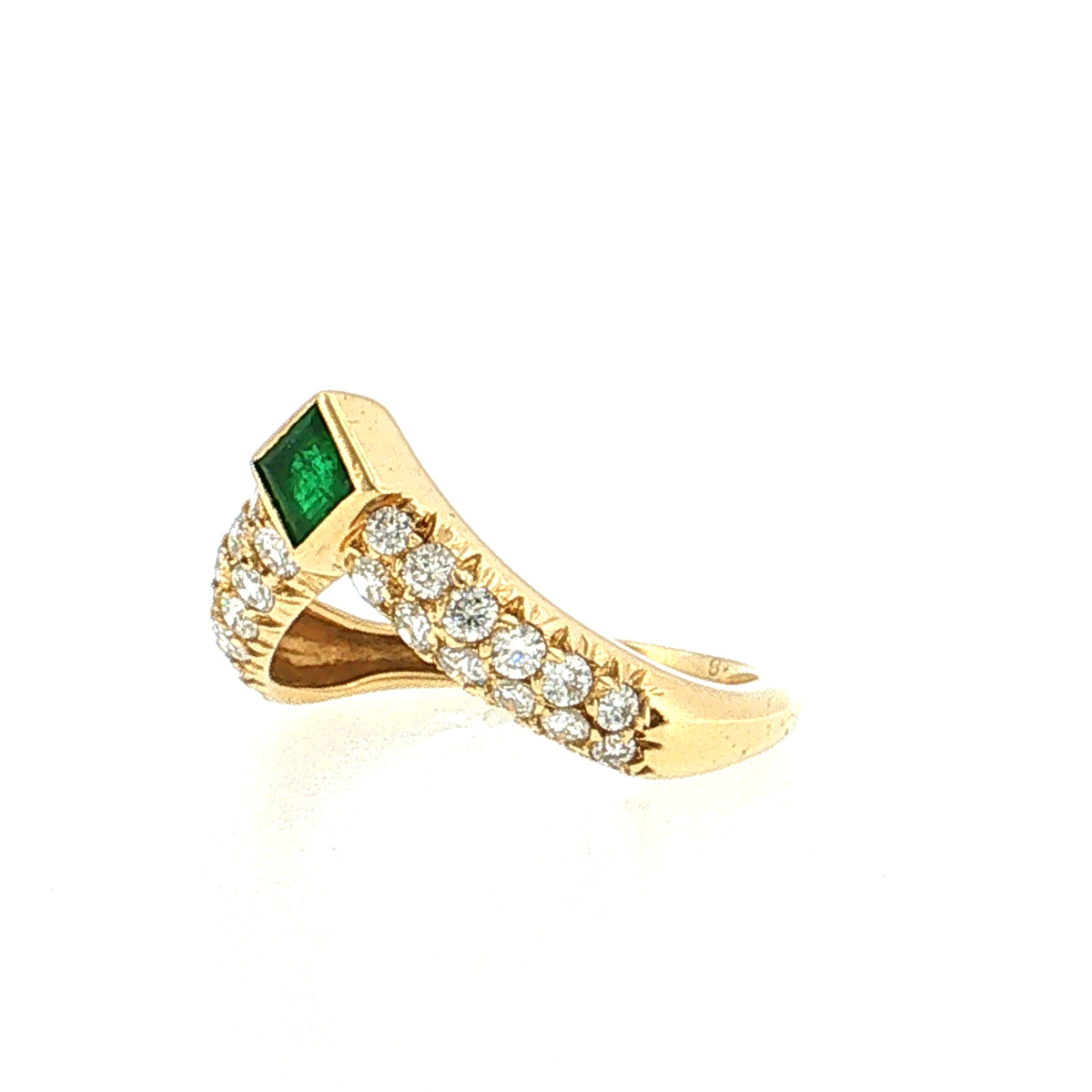 .50 Diamond & Emerald Stacking Ring 18K Yellow Gold