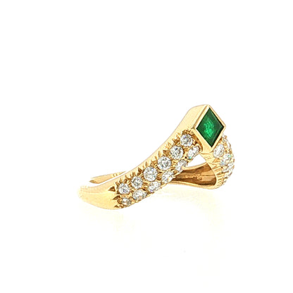 .50 Diamond & Emerald Stacking Ring 18K Yellow Gold