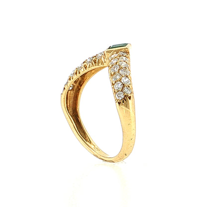 .50 Diamond & Emerald Stacking Ring 18K Yellow Gold