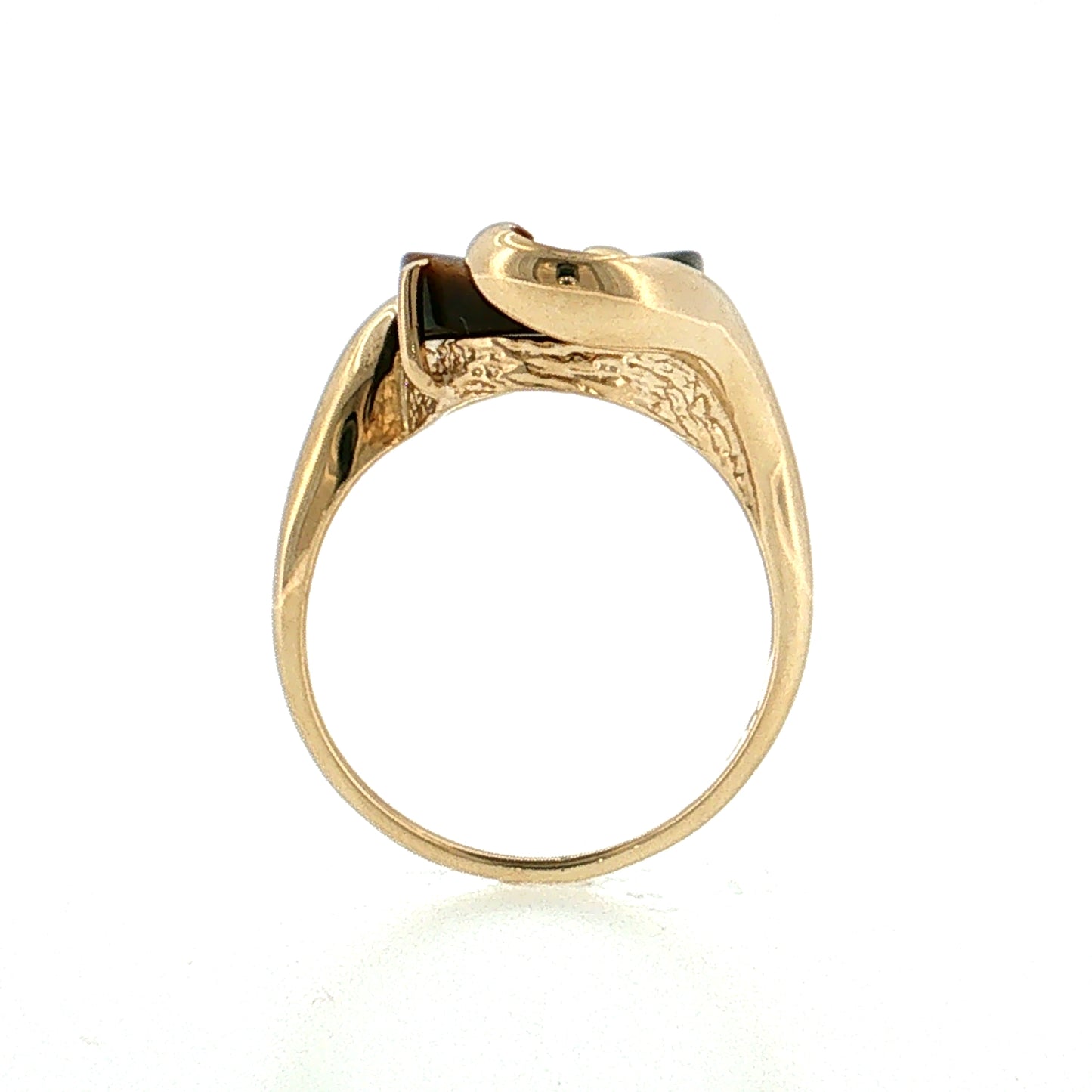 Cabochon Tiger's Eye Cocktail Ring 14k Yellow Gold