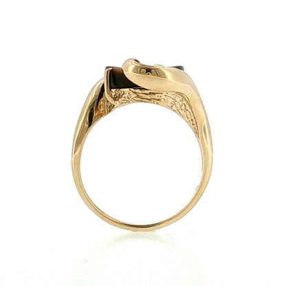 Cabochon Tiger's Eye Cocktail Ring 14k Yellow Gold