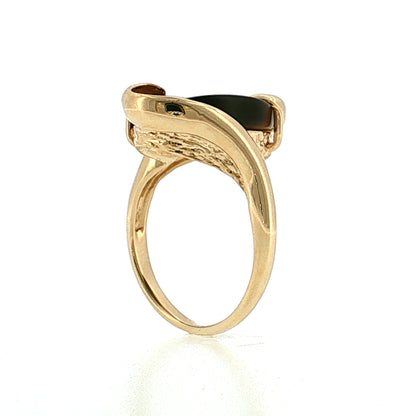 Cabochon Tiger's Eye Cocktail Ring 14k Yellow Gold