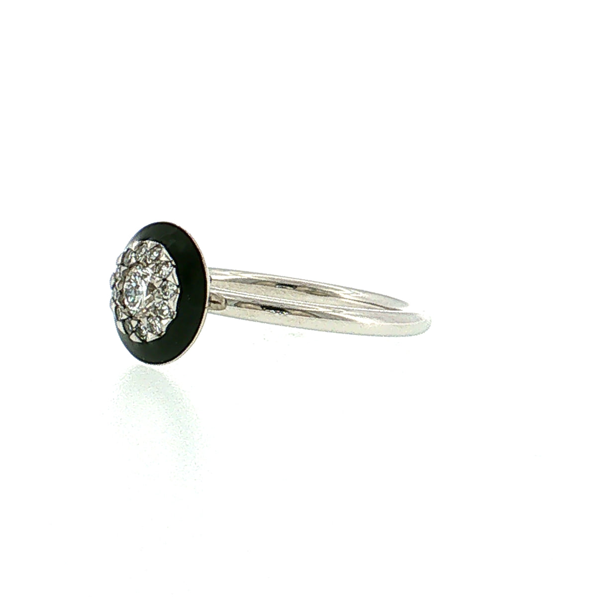 .23 Diamond & Black Enamel Cocktail Ring Platinum