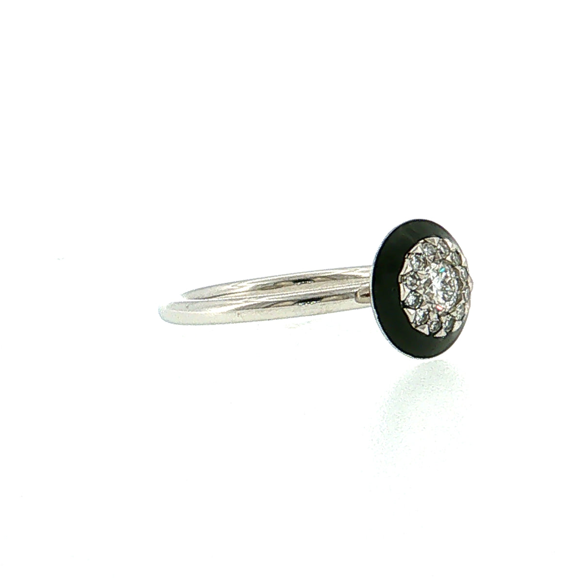 .23 Diamond & Black Enamel Cocktail Ring Platinum