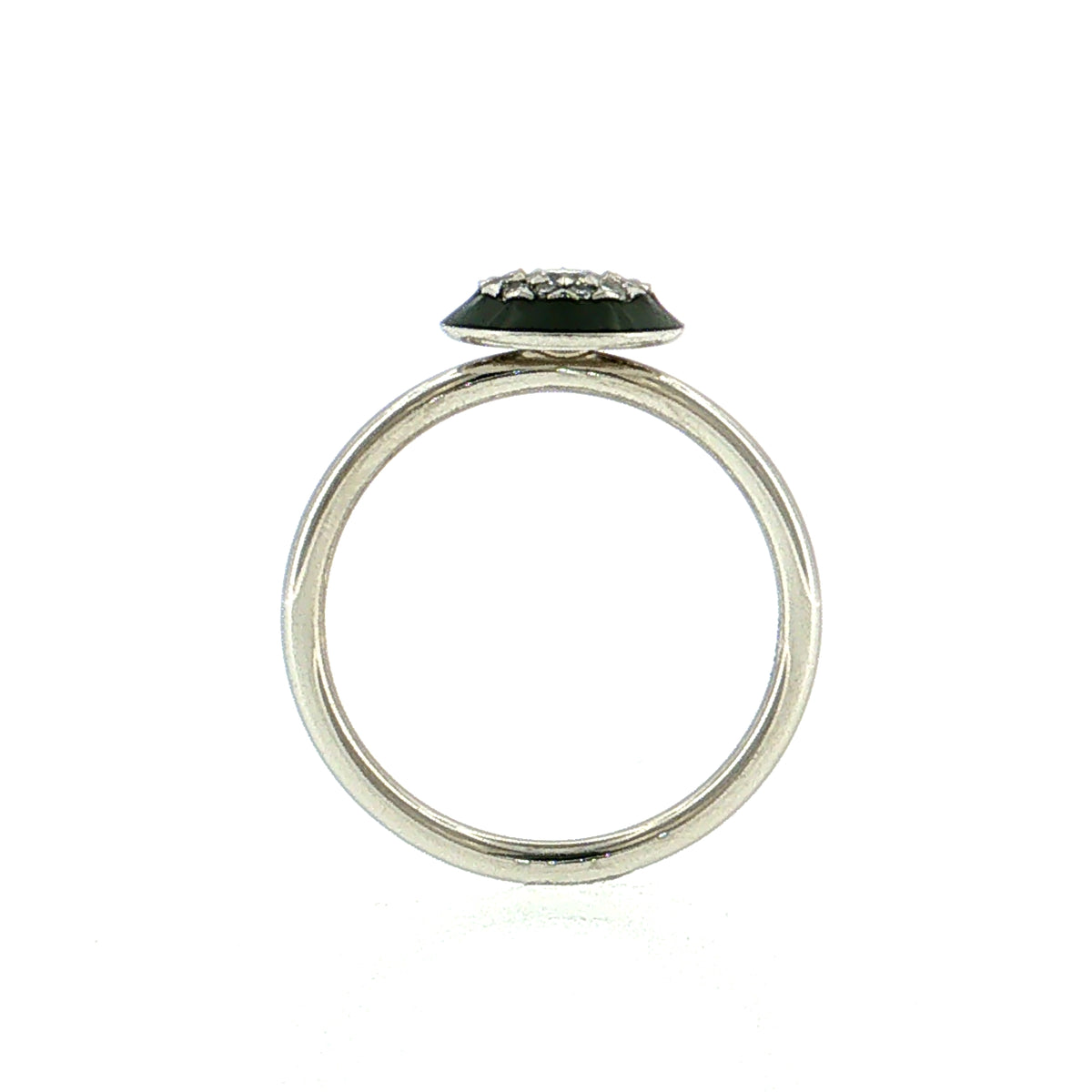 .23 Diamond & Black Enamel Cocktail Ring Platinum