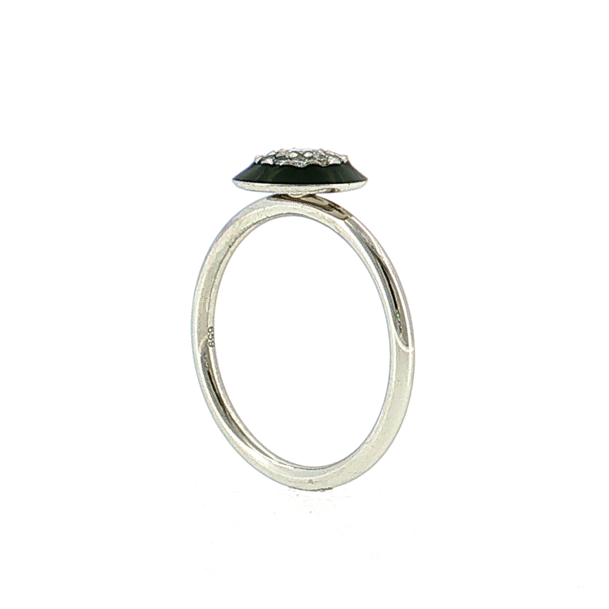 .23 Diamond & Black Enamel Cocktail Ring Platinum