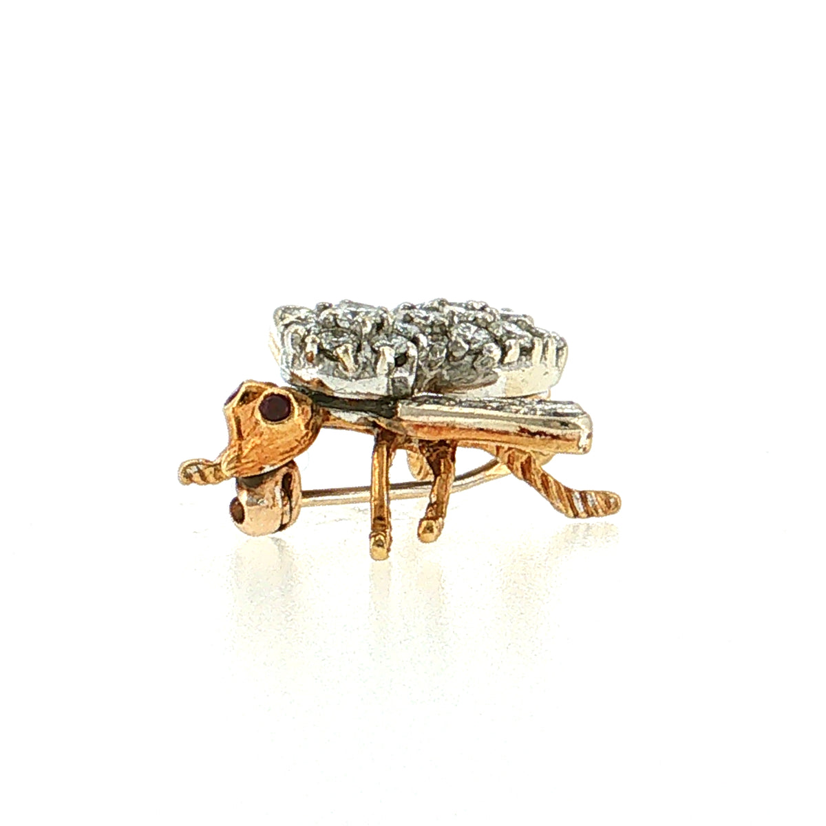 Diamond & Ruby Bee Brooch 14k Two-Tone 14k Gold