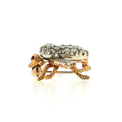 Diamond & Ruby Bee Brooch 14k Two-Tone 14k Gold