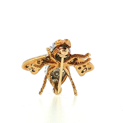 Diamond & Ruby Bee Brooch 14k Two-Tone 14k Gold