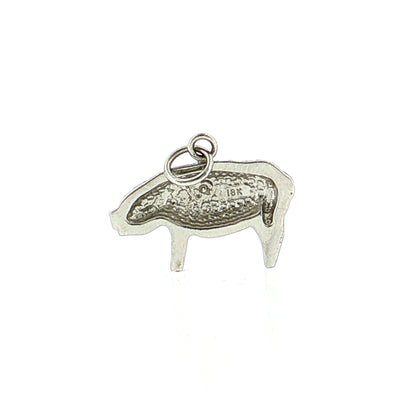 Pave Diamond Pig Charm 18k White Gold